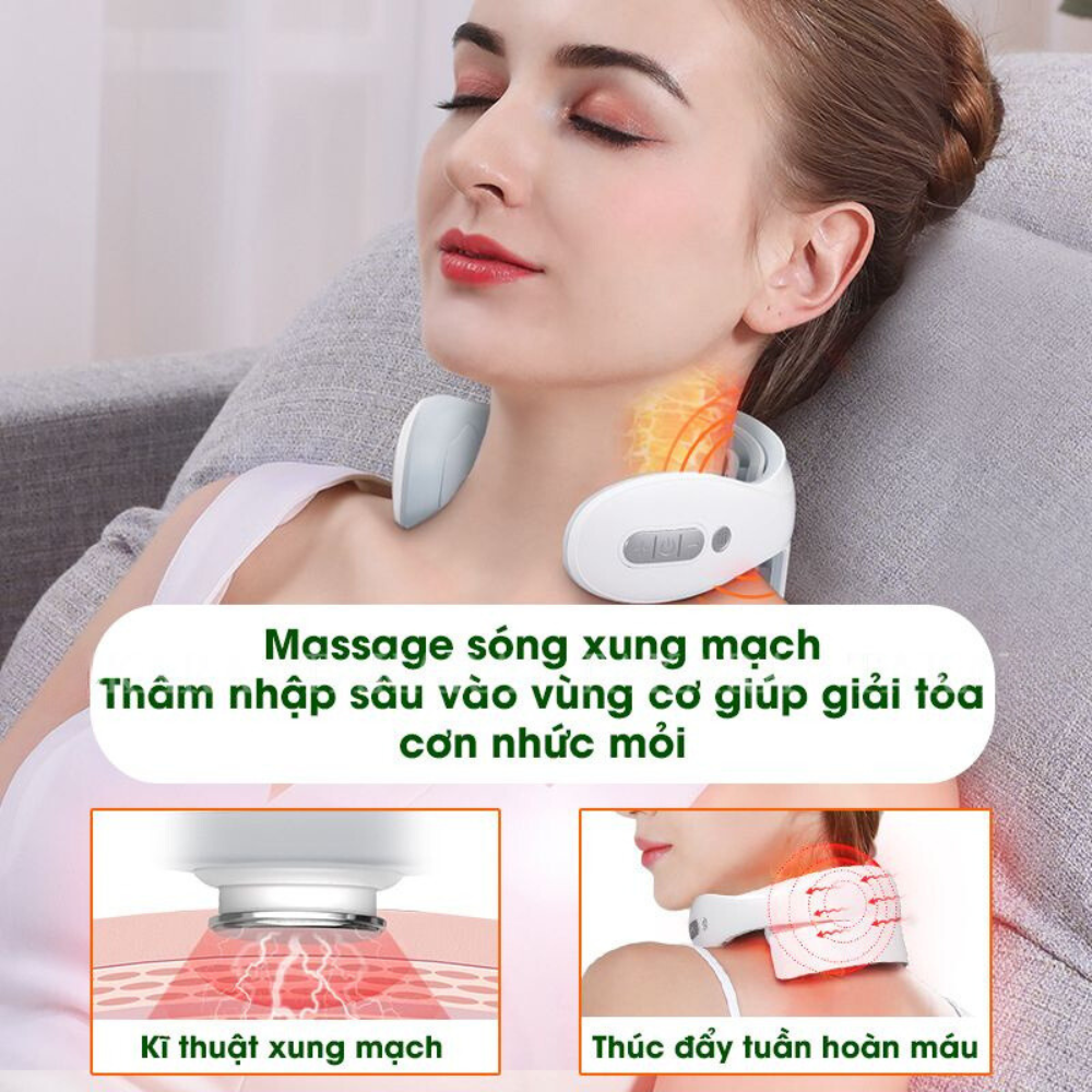 Máy Massage Cổ Vai Gáy Xung Điện Cao cấp 9 Đầu Rung