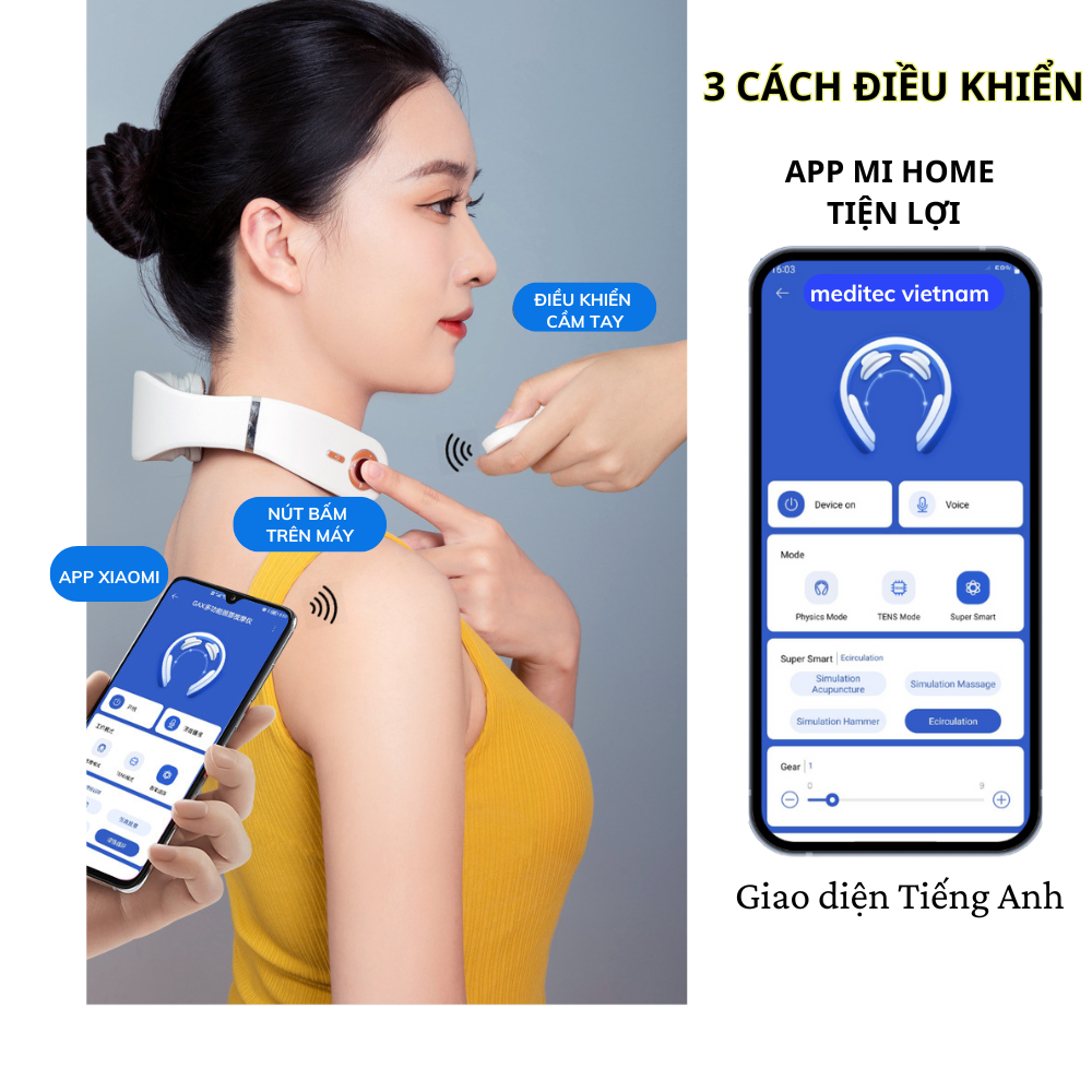 Máy Massage Cổ Vai Gáy 8D App MiHome 8 Đầu Massage Kép