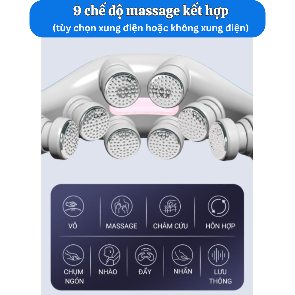 Máy Massage Cổ Vai Gáy 8D App MiHome 8 Đầu Massage Kép